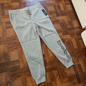 Bebe Sport Heather Grey Sweatpants Joggers NWT Pearl Logo Women's XL